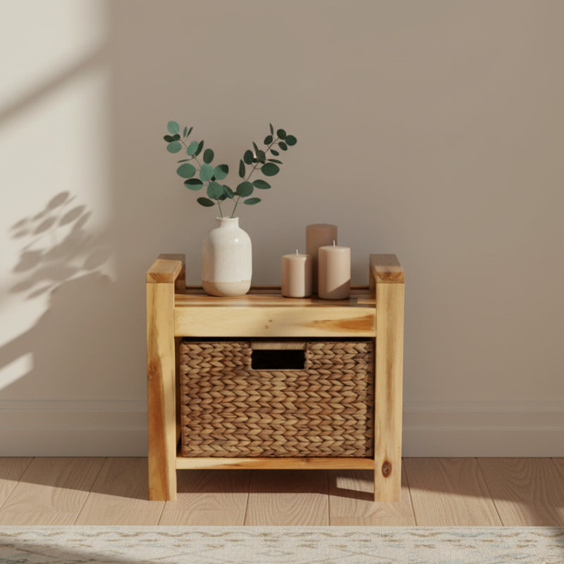 Storage Solid Acacia wood for Bathroom, Family Room, Bedroom, Brown