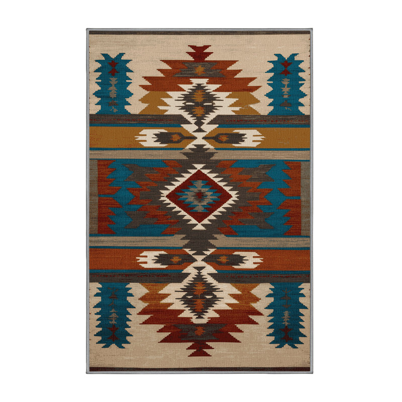 Washable Sheep Southwestern Area Rug, Rectangle 7' x 9'