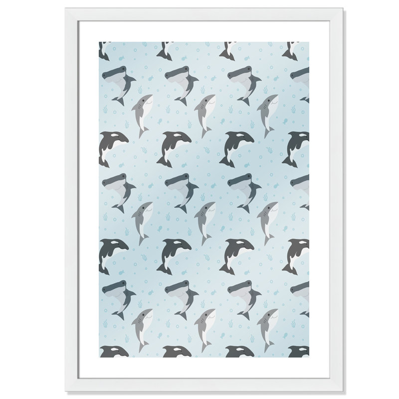 «Happy Fish», impression sur papier, H 34,5 po x l 24,5 po x P 0,6 po, Encadré plat blanc