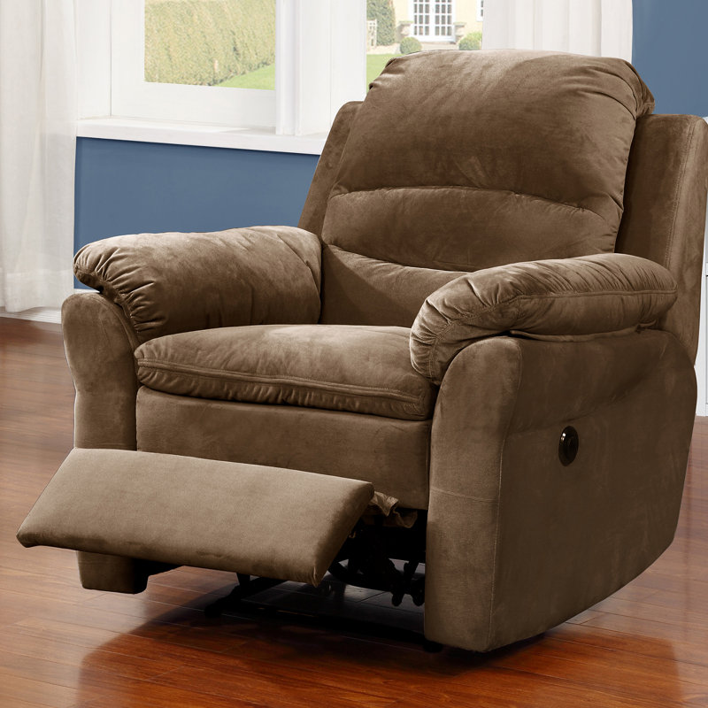 Fauteuil inclinable rembourré en polyester électrique, Brun