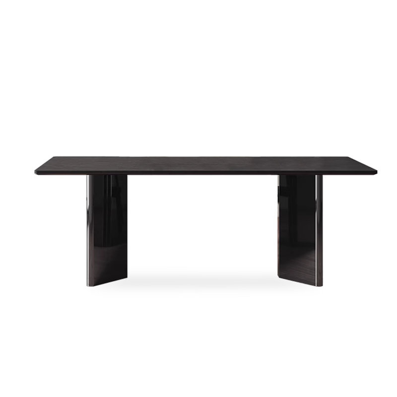 Black Rectangular Solid Wood + Sintered Stone tabletop Dining Table, 29.53”H x 62.99”L x 31.50”W