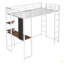 Lit mezzanine simple en métal avec 2 tablettes et un bureau-783316326