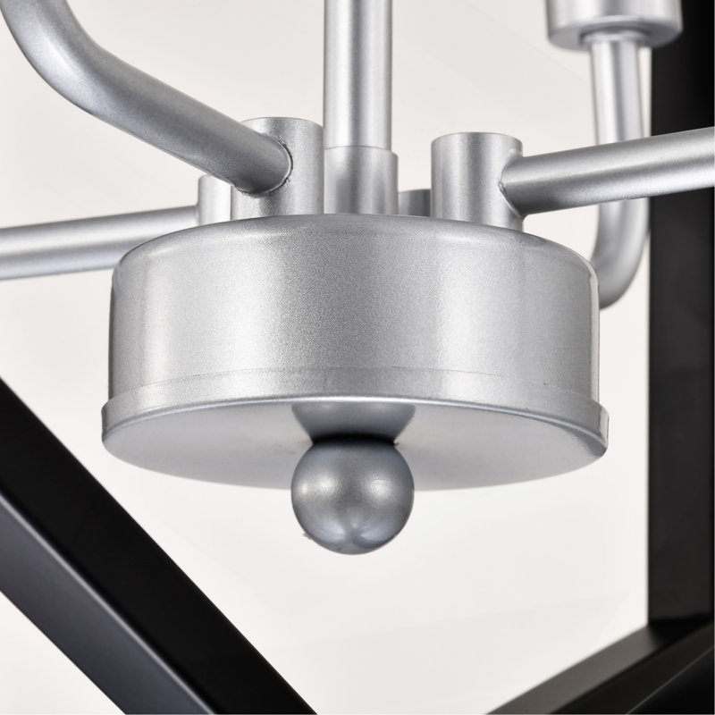 Luminaire suspendu de style lanterne suspendue 12 lumières style lanterne noire en métal, Argent argent