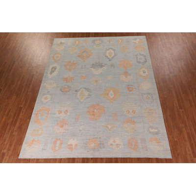 Vegetable Dye Blue Oushak Turkish Area Rug