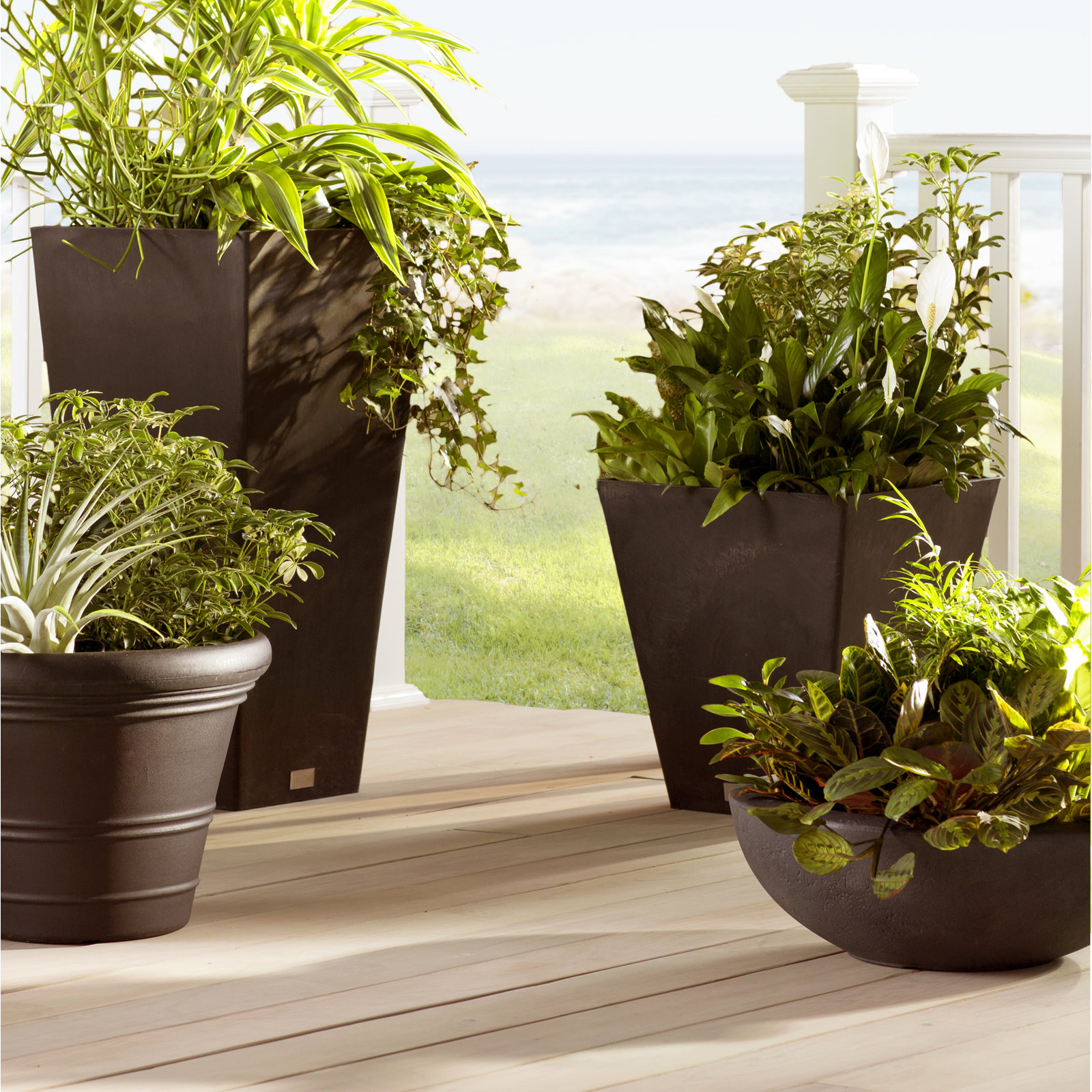 Pure Series Midland Planter, 30" H x 15.25" W x 15.25" D, Set of 2, White