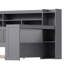 Lit de jour simple gris avec bureau d'étude, lit gigogne et tablettes de rangement peu encombrantes-1837644010