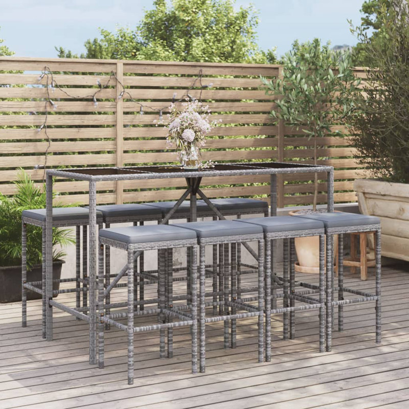 Dalimil Bar Set with Stools, Gray, Gray