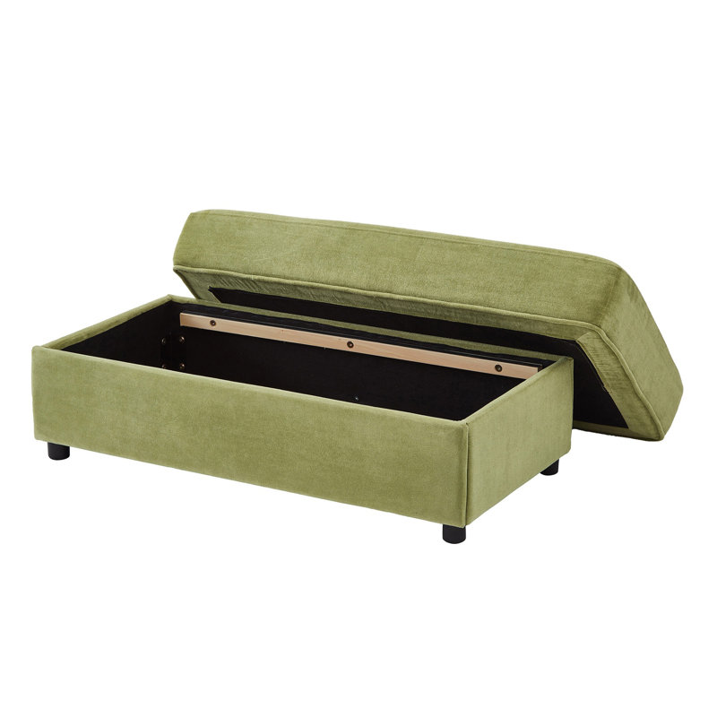 Fauteuil en chenille avec repose-pieds avec rangement, Vert