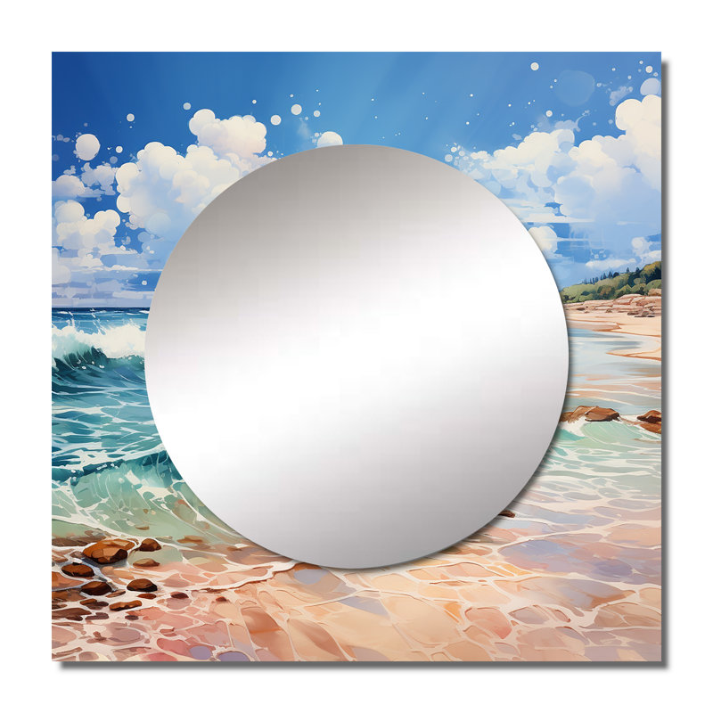 Décoration murale relaxante Beach Breezes II - Miroir carré Beach & Ocean, 23 po x 23 po