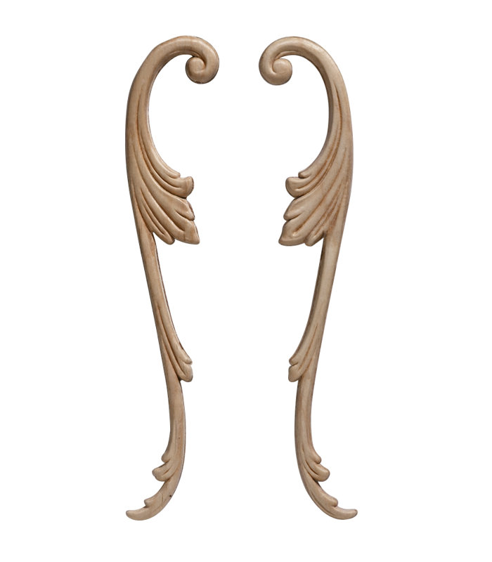 Victorian Unfinished Birch Leaf Scroll Onlay Set