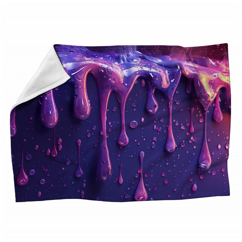 Dripping Paint Abstract Machine Printed Throw Blanket, 50" W x 60" L