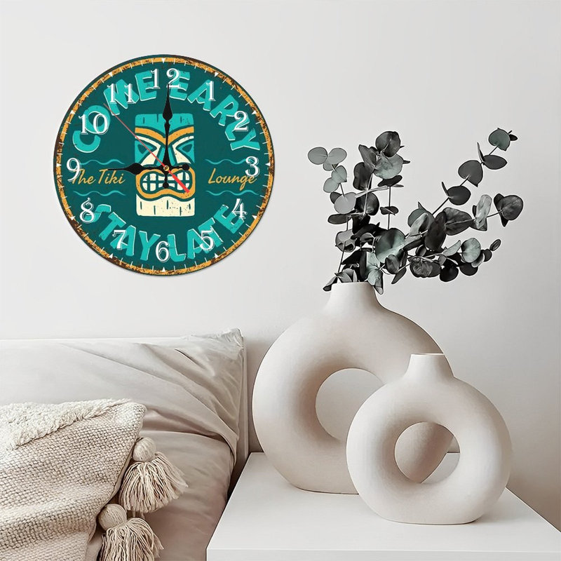 Horloge murale en bois 10 po, mouvement silencieux, à piles (piles AA non incluses), décor artistique, parfait pour les décorations