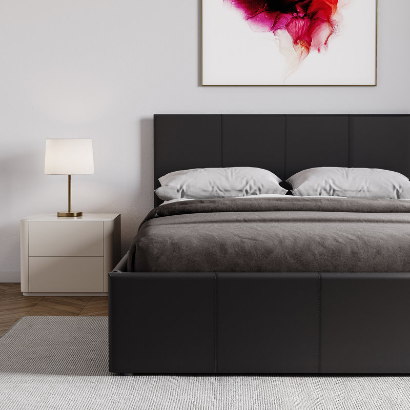 Wilna Upholstered Ottoman Bed, UKFR Certified, Black, Small Double (4')