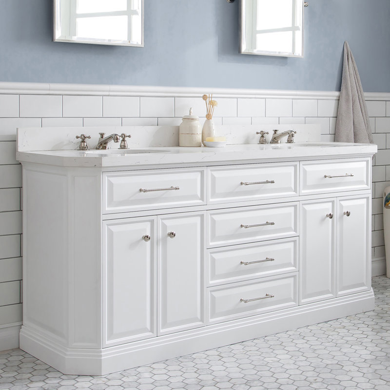 Palace 72'' W Vanity, Pure White, Polished Nickel