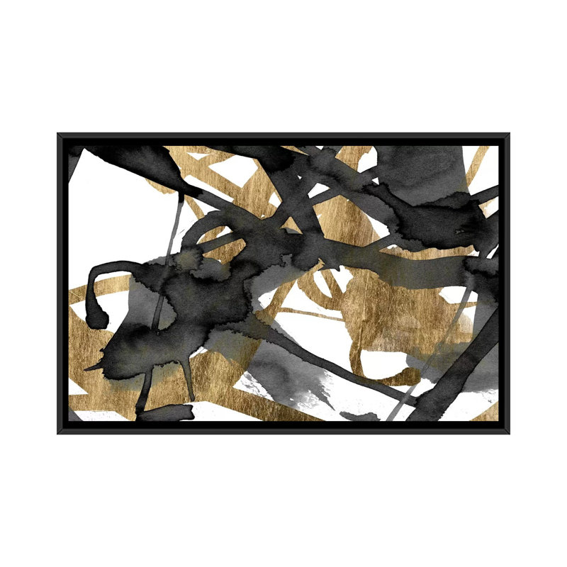 «Luxe Gold II», reproduction sur toile, H 32 po x l 48 po x P 1,5 po, Toile avec cadre noir