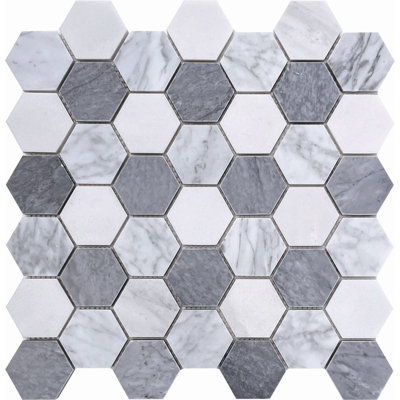 Carreau de mosaïque en marbre nid d'abeille pour mur et plancher 2 po x 2 po Opal