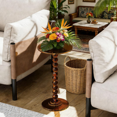 Table d'appoint moderne en acrylique avec plateau rond et base en piédestal massif, table de bout facile à assembler pour le salon, la chambre à coucher ou le balcon