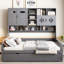 Lit de jour en bois avec lit gigogne simple, armoire et tablette de couleur gris-410159890