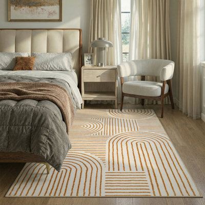 Tapis à rayures arc-en-ciel abstrait Celeta - Tapis moderne et coloré pour le salon, la chambre à coucher ou le bureau