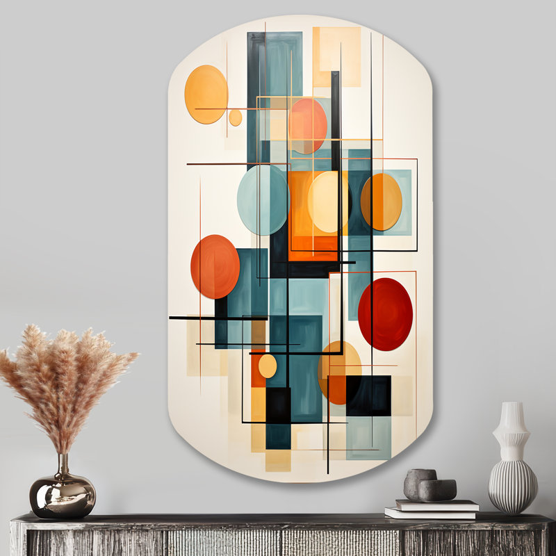 Lehrer coloré Mid Century Retro Reflections IV - Mid Century, cylindre moderne, impression sur métal, H 43 po x l 23 po