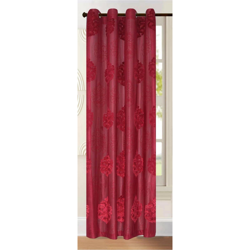 Hughesville Semi Sheer Curtain Single Panel, Red, 140 W x 229 D cm