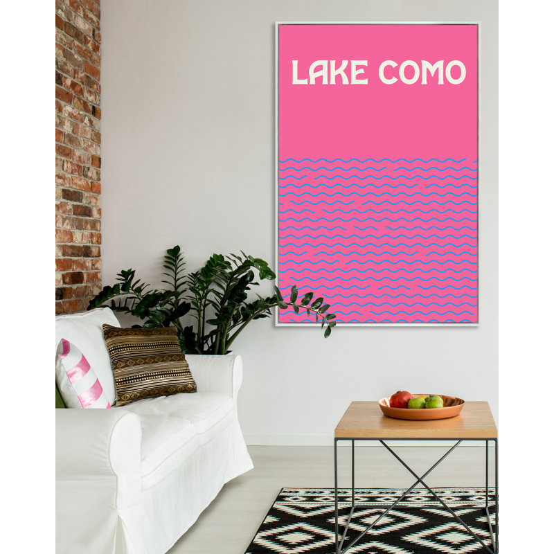 Lake Como Print, White Framed, 40" H x 26" W