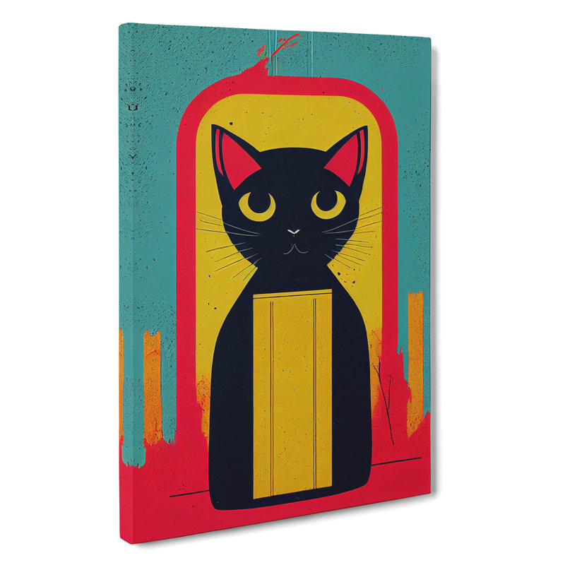 XC1022-1755X Cute Kitty Cat Abstract - Wrapped Canvas Print, 50cm H x 35cm W x 3cm D