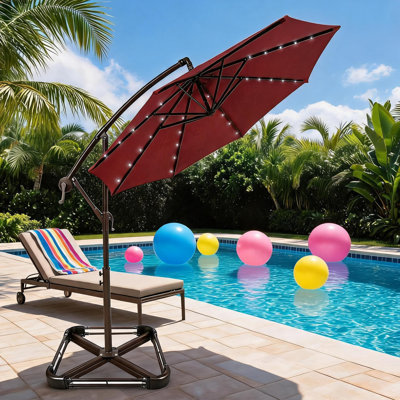 304.8 cm W X 246.88 cm D Cantilever Parasol with Manual Lift