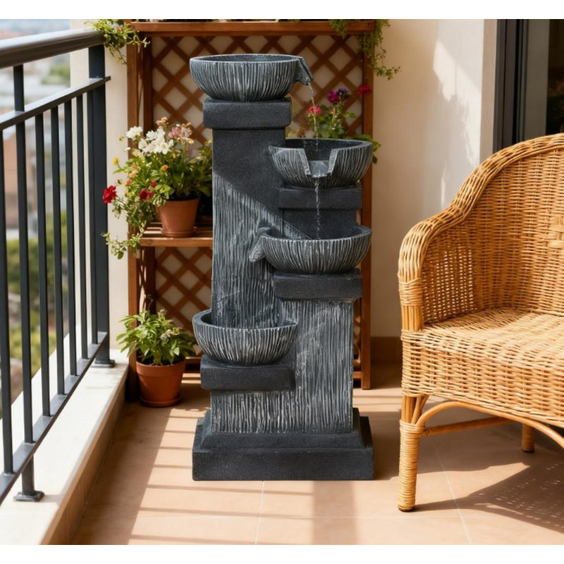 4-Tier Resin Waterfall Fountain (Gray)