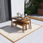 Ensemble de salle à manger 3 pièces pour l'extérieur et l'intérieur en bois d'acacia, avec 2 bancs, patins réglables, assemblage facile