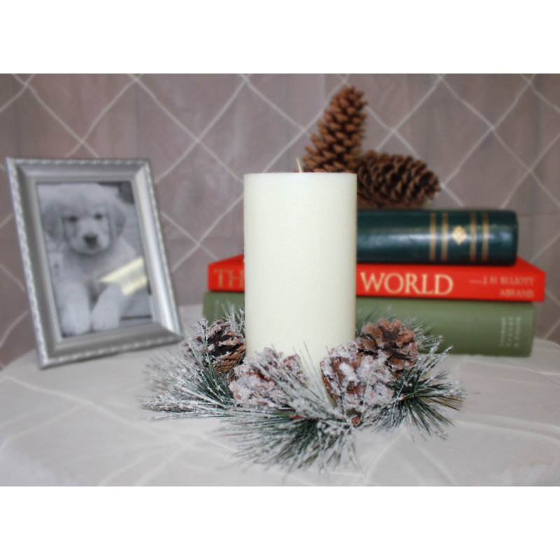 Snowy Pine and Cone Candle Ring