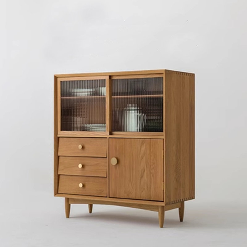 Solid Wood Simple Vintage Storage Cabinet Solid Wood Accent Cabinet, Brown