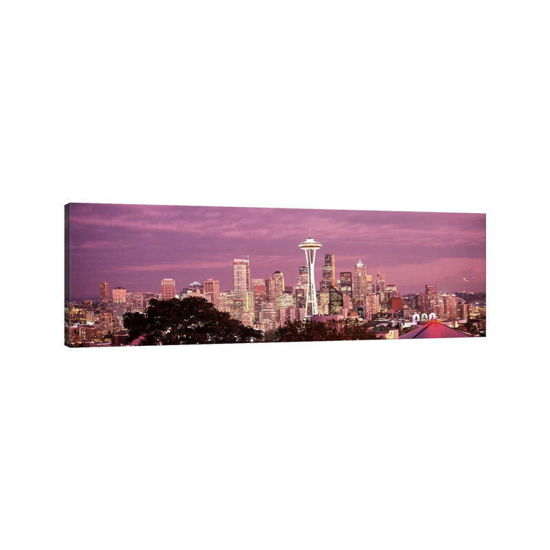 City Viewed From Queen Anne Hill, Space Needle, Seattle, King County, Washington State, USA 2010 #5 - Wrapped Canvas Panoramic Print