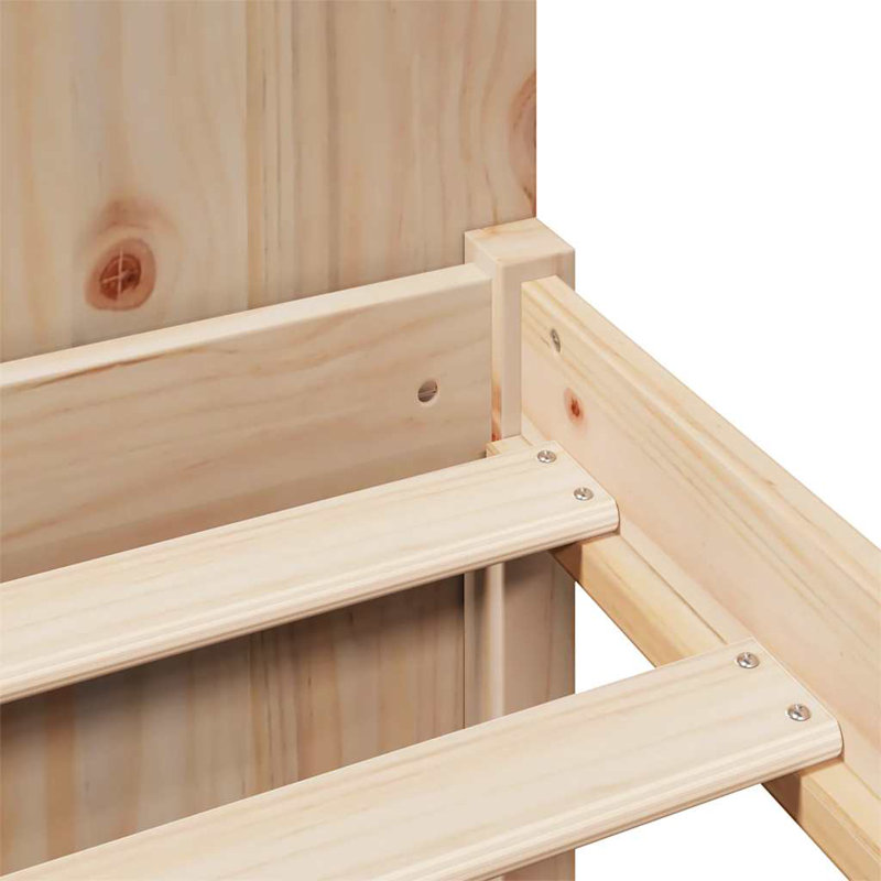 Bookcase Bed Without Mattress Solid Wood Pine,  125.5cm x 205.5cm