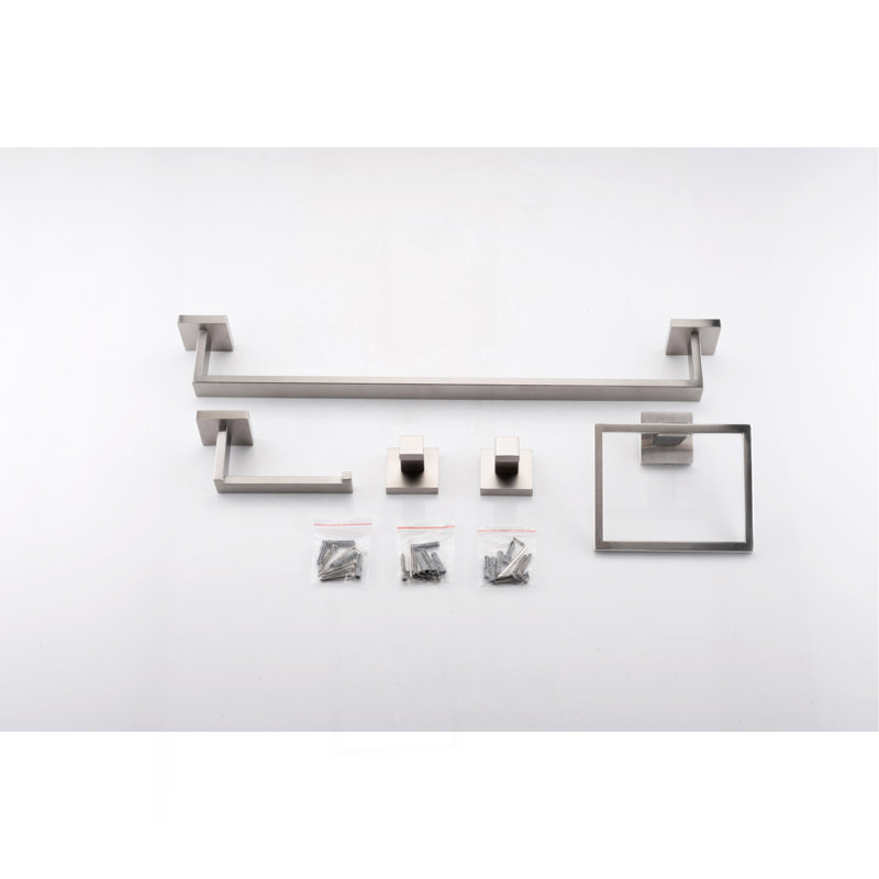 Ensemble de 5 accessoires de quincaillerie de salle de bain, Nickel brossé