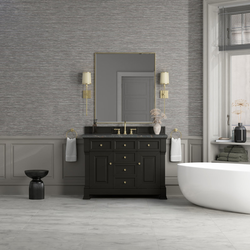Brookfield 48'' W Single Vanity, Parisien Bleu, Black Onyx, Widespread