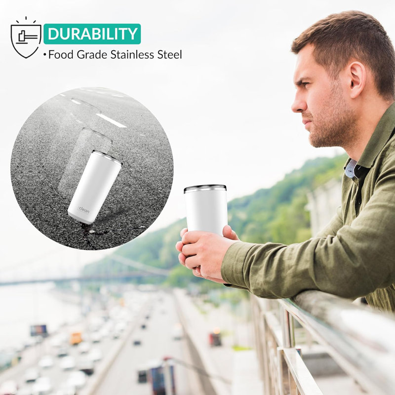 Gobelet de voyage en acier inoxydable Clean Bottle, Blanc