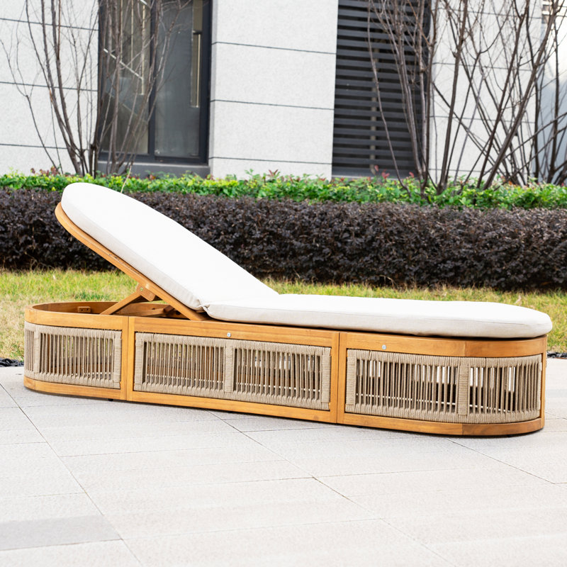 Outdoor Acacia Chaise Lounge