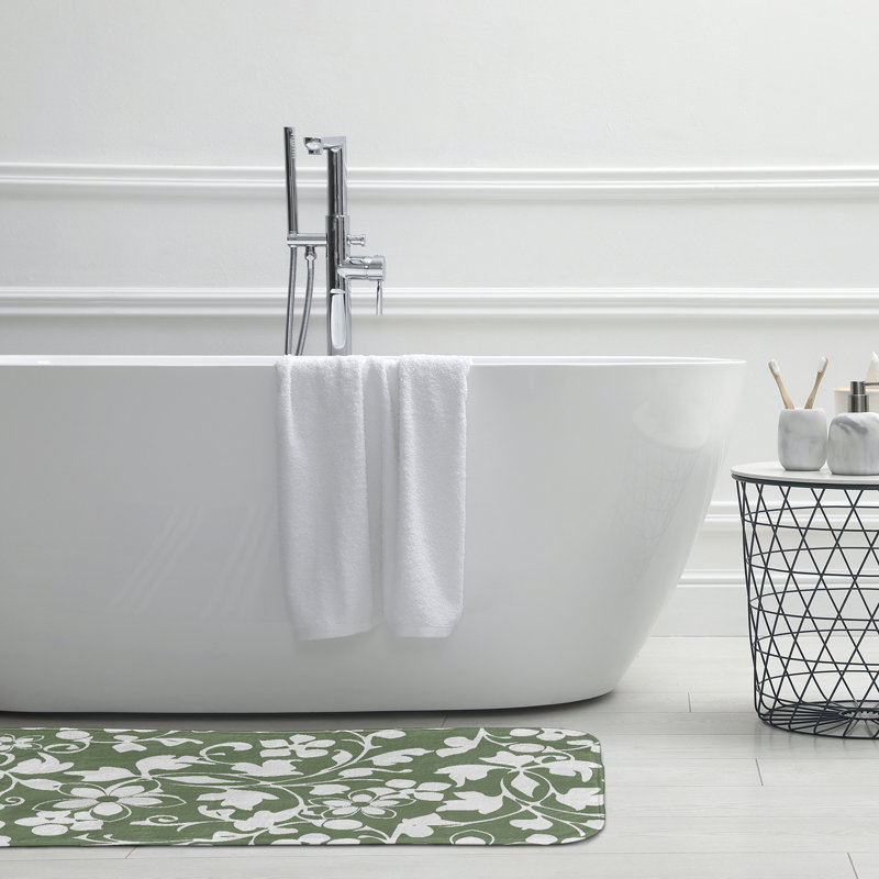 Tapis de bain floral, L 21 po x L 34 po, Vert