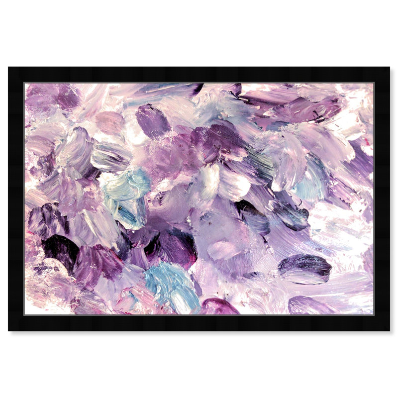 Mauve abstrait - peinture, Cadre noir, H 22 po x l 32 po
