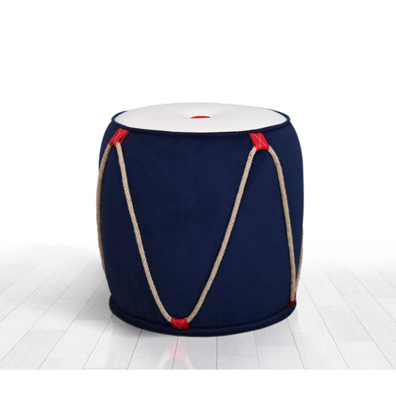 Beard 42cm Wide Novelty Solid Colour Pouffe Ottoman, Blue