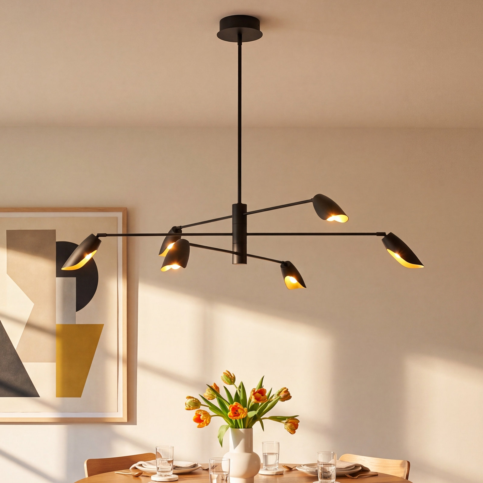 Bondy 6-Light Chandelier, Black, 11"H x 50"W x 50"D