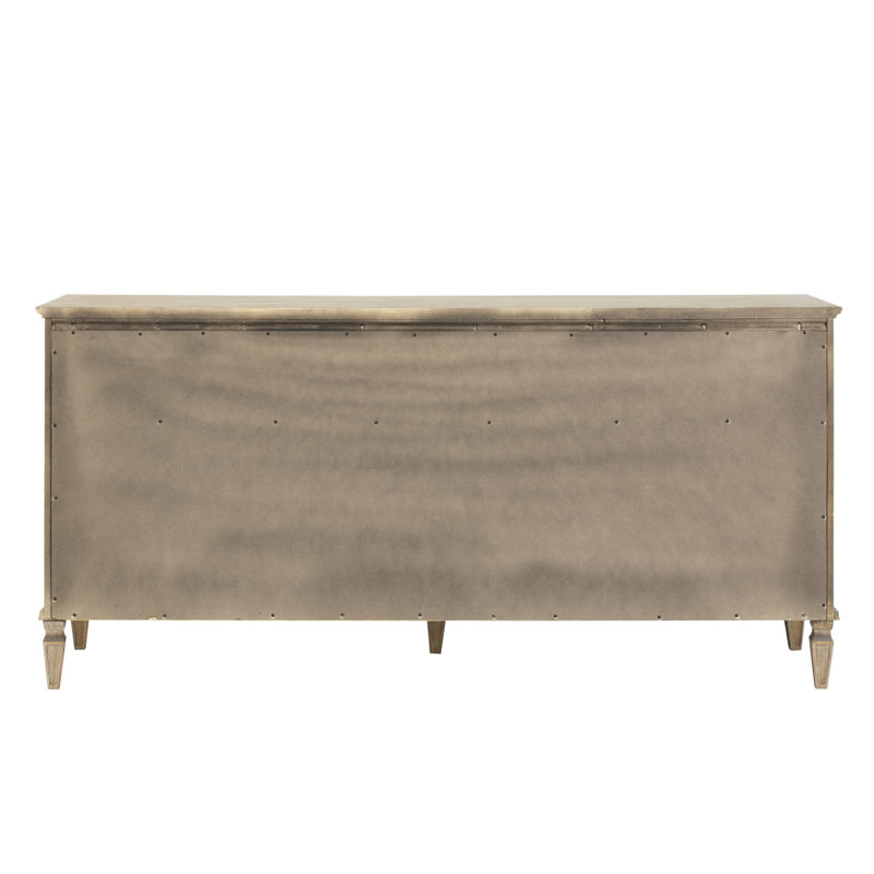 Mid-Century French-Inspired 6-Drawer Gray Dresser