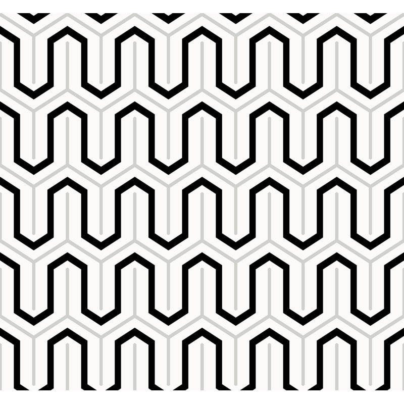 Seabrook Designs Onyx & Metallic Parket Geometric Honeycomb Unpasted Wallpaper, Black;Silver, Paper