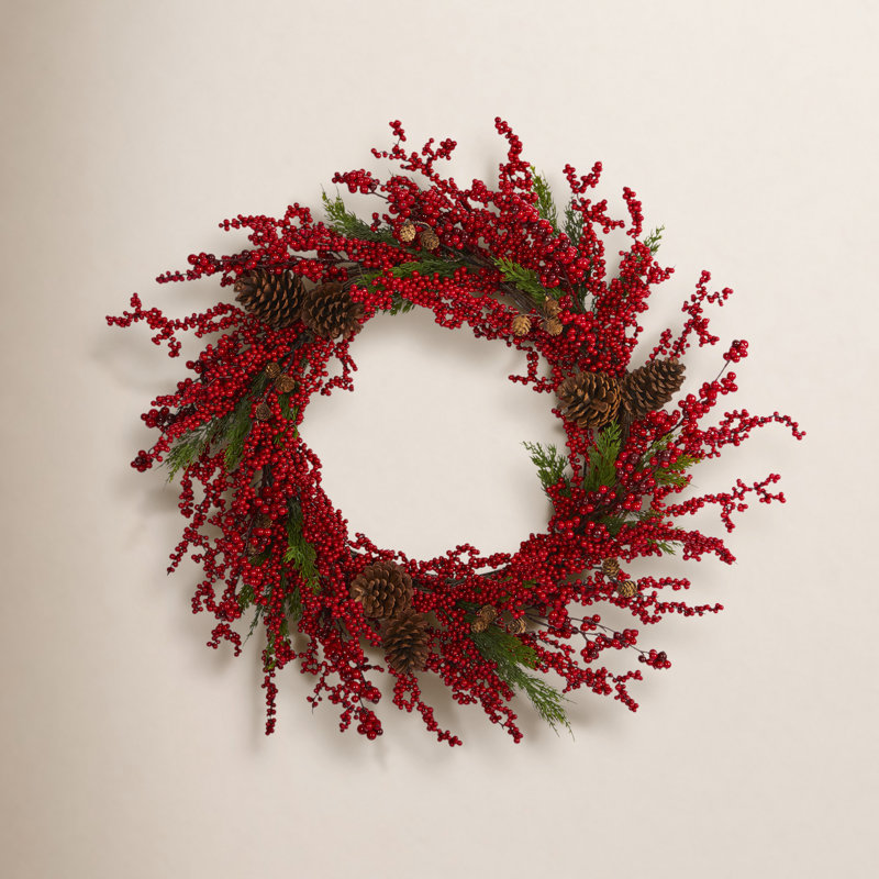 Faux Polyester Wreath, 34" H x 34" W x 4.5" D