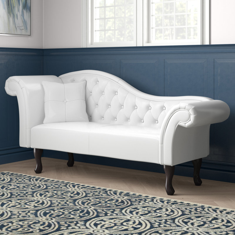 Charlemont Faux Leather Chaise Lounge, White