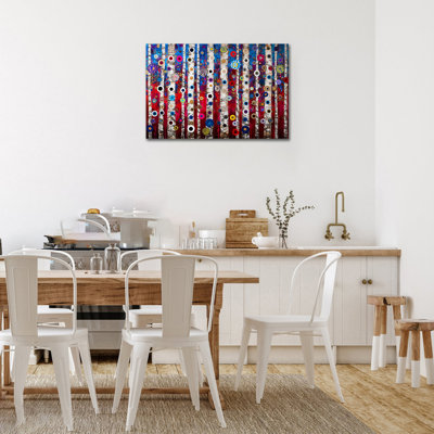 Grande art mural sur toile - Hiver, scène de forêt, impressions sur toile, grand bouleau, affiche de peinture pour la nature, décoration murale, salon, chambre à coucher, bureau, œuvre d'art prête à être suspendue, 32 po x 48 po
