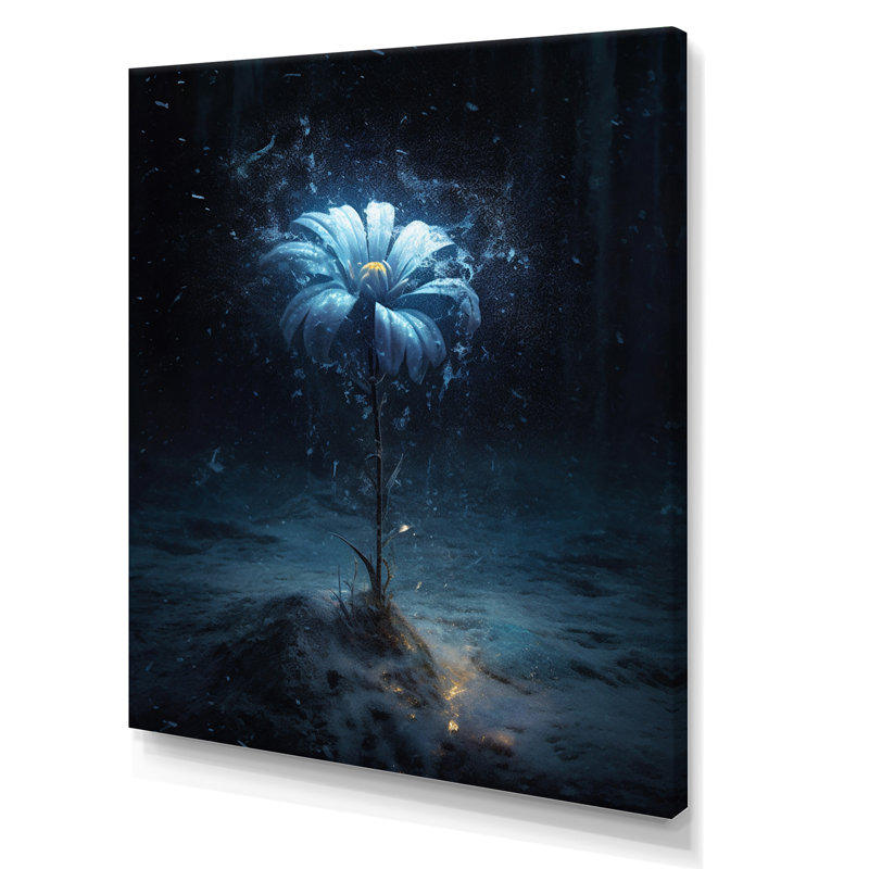 Amaryllis abstrait fleur bleue I - impression, H 32 po x l 16 po x P 1 po, Toile tendue