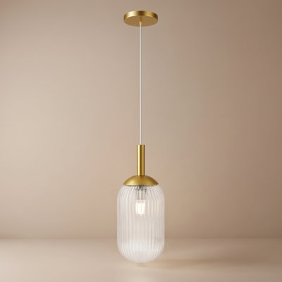 Kirkley Modern Kitchen Island Pendant Lamp - Gold Paint- Clear