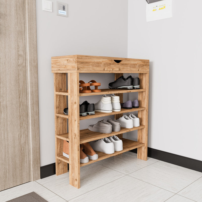 Elberfeld 4 Pair Shoe Storage Cabinet, Oak